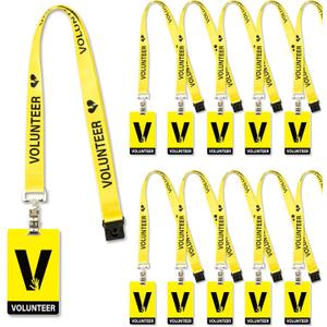 25 Sets Volunteer Lanyard with PVC Pass Card Visitor Badge for Event Fundraising Company Exhibition Guest School Activities