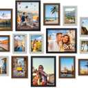decorUhome Assorted Picture Frames Collage Wall Decor for Photo Gallery Display Set of 15 Including Three 8x10 / Six 5x7 / Six 4x6 for Family Wall Decor, Black/Brown/Grey, 15 Pack (Multi)