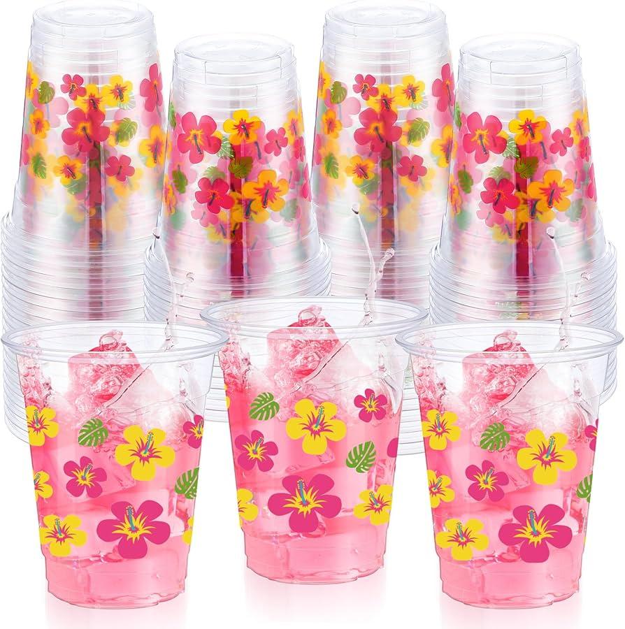 Colorful Clear Plastic Cups and Straws