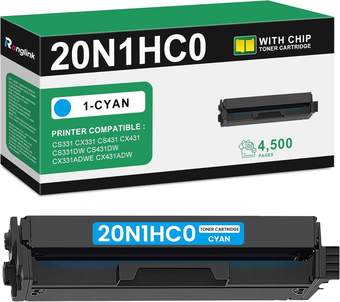 20N1HC0 Cyan Toner Cartridge (with Chip) Replacement for Lexmark CS331 High Yield Toner Cartridge Works with CS331 CS331dw CX331 CX331adwe CS431 CS431dw CX431 CX431adw Printer (1-Pack, 4,500 Pages)