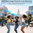 Fans for Line Dancing - Boots on The Ground Hand Fan - Large Clack Hand Rave Fan - Holographic Folding Popping Line Dance Fan - Foldable Handheld Clacking Fans - Dance Enthusiasts Gift (Light Blue)