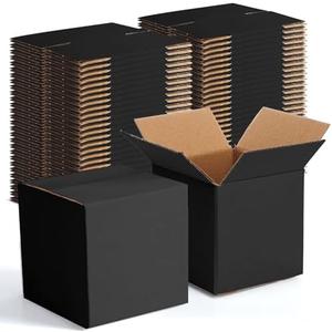 Yeaqee 72 Pcs Shipping Boxes Corrugated Cardboard Small Shipping Boxes for Packaging Mailing Packing Moving Small Business Storage Crafts Gifts(4x4x4 Inch,Black)