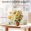 Daisy Paper Pop Up Flower Cards for Women, 3D Popup Greeting Card, Birthday Christmas Anniversary Cards, Paper Flower Bouquet Gift for Daughter Wife
