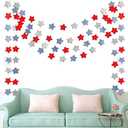 2 x 6 Pack Patriotic Star Streamers Garland Red White Blue Bunting Banner Paper Hanging Decorations for 4th of July American Independence Day Labor Day Holiday Memorial Day Party Supplies (50 Feet)