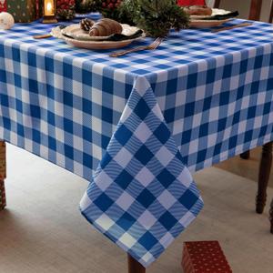 Waterproof Plaid Tablecloth Fabric - Square 58x58 Inch Classic Gingham Checker Table Cloth for Indoor/Outdoor Use - Buffalo Table Cover for Picnics, BBQs, and Parties (Royal Blue White)