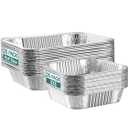 NEEBAKE 40 Pack Disposable Aluminum Foil Pans Assorted Sizes - 20 Large 10.25x12 Half Size Aluminum Pans & 20 Small 8x8 Tin Foil Baking Pans, Tin Trays Containers for Meal Prep, Food Cooking, Roasting
