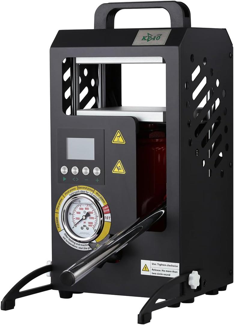 10 Tons Heat Press Machine with 5.5" X 5.5" Dual Heated Plates Manual Press with LCD Digital Display Screen & Precise Pressure Gauge 110V/220V