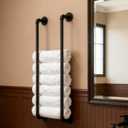 Towel Racks for Bathroom Wall Mounted 36 Inch,Industrial Pipe Storage Organizer Towel Holder(Black)
