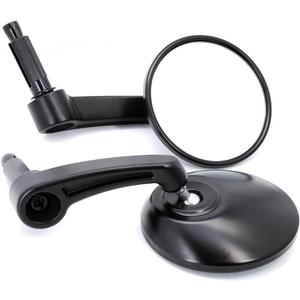 Universal 7/8 Inch 22MM Black Diameter 3.75" Aluminum Motorcycle Handle Bar End Round Side Rear View Mirrors Compatible With Most 22mm Street Bike (BLACK)