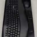 Wireless Keyboard and Mouse Combo, 2.4G Full Size Wave Keys Ergonomic Keyboard with Wrist Rest for Natural Typing, 3 DPI Adjustable Ergonomic Silent Mouse for Computer/ Laptop/ Windows/ Mac (Black)