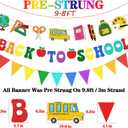 3 x Pre-Strung Back to School Banner Decorations, Welcome Back to School Sign | First Day of School Garland Decorations, No Glitter Mess, No Tangled, 350G Cardstock, 9.8FT/3M String, Ideal for Home Office