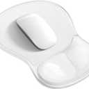 Mouse Pad with Wrist Rest,Ergonomic Mouse Pad with Comfortable Gel Wrist Rest Support and Non-Slip PU Base for Easy Typing Pain Relief, Durable and Washable (Transparent White)