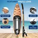 SereneLife Inflatable Stand Up Paddle Board with Premium SUP Accessories Wide Stable Design with Non-Slip EVA Deck Pad for Adults and Youth of All Skill Levels, 350 lbs Capacity, Wood