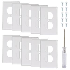 10PCS Outlet Cover, White Socket Covers for Outlets, with Screws and Flat Head Screwdriver, Duplex Receptacle Cover, Suitable for Electrical Outlets, 4.49 In*2.72 In