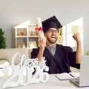 Graduations Decorations 2026,White Class of 2026 Wooden Photo Props, Senior White Graduation Table Centerpiece for 2026 Graduation Party Decorations Supplies