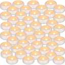 Set of 48 Waterproof Flameless Floating Tealights, 120+ Hour Warm White Battery Flickering LED Tea Lights Candles - Wedding, Party, Centerpiece, Pool & SPA.