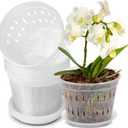 JGB 9 Pack 7 Inches Orchid Pots for Repotting, Clear Orchid Pot with Holes and Saucers, Breathable Slotted Orchid Planters, Plastic Flower Plant Pots Indoor and Outdoor