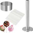 Circle Cake Pop Mold Set, Reusable Steel Round Cake Pop Cutter and Aluminum Alloy Pusher Practical Baking Tools for Home Party Birthday Wedding