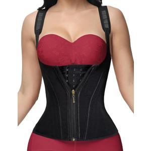 SHAPSHE Waist Trainer for Women, Tummy Control Sports Girdle, Workout Body Shaper with Adjustable Shoulder Strap (Black, XS)