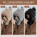 3 in 1 Beanie Hat for Women - 2025 New 3 in 1 Beanie Hat with Scarf and Mask, Fleece Lined Knit Windproof Scarf Hat (Black)