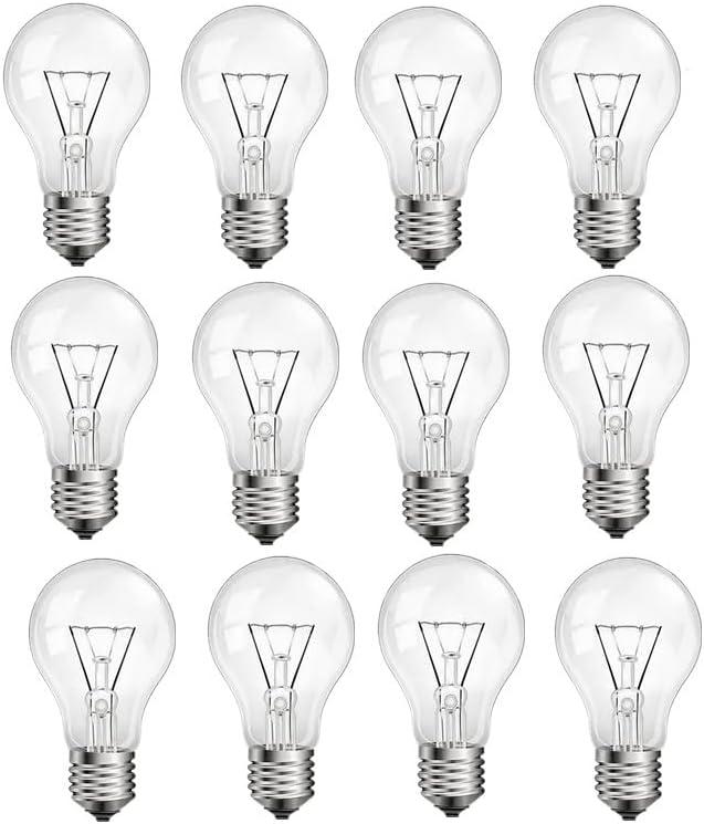 75 Watt Incandescent Light Bulbs, A19 75 WATT Incandescent Bulb Shatter Resistant Rough Service Light Bulb 60+ Watt A19 Shape, Soft White (12PACK)