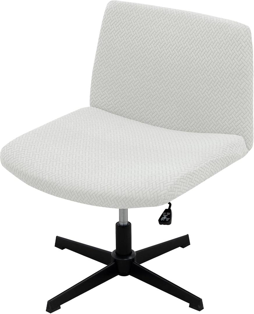 LiveGo Armless Office Desk Chair Slipcover - Modern Knitted Jacquard Task Chair Cover (Jade White)