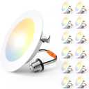 Amico Recessed Lighting 4 Inch, 12 Pack 5CCT Flat LED Can Lights, 2700K/3000K/4000K/5000K/6000K Selectable, 7W=60W, 700LM Brightness, Retrofit Installation - ETL & FCC, White