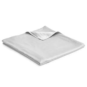 YnM Exclusive Cooling Duvet Cover for Weighted Blankets with 16 Strings (Light Grey, 60"x80")