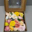 Yellow Pink Flowers Artificial Roses Combo Set Fake Pink Silk Flowers Faux Peony Flowers Mix Dahlia with Stems for Wedding Bouquets Baby Bridal Shower Party Floral Arrangements Decor