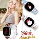 Christmas Halloween Thanksgiving Band Compatible with Fitbit Versa 3/Fitbit Versa 4/Fitbit Sense/ 2, Smartwatch Holiday Women Men Silicone Replacement Strap for Fitbit Versa 3/4, Fitbit Sense/ 2 (Santa Claus)