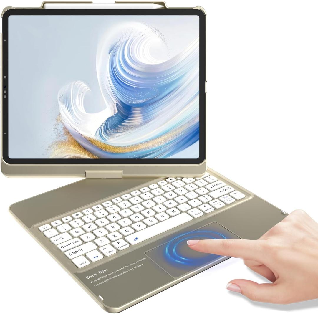 KBCASE Keyboard Case for iPad Air 13-inch M4/M3/M2 (2026/2025/2024)/for iPad Pro 12.9-inch 6th/5th/4th/3rd Gen, 360Rotatable Case with Touchpad & Pencil Holder for iPad Air 13/Pro 12.9 (Slate Grey)