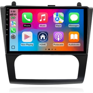 1+32G Android 14 Double Din Car Stereo for Nissan Altima 2008-2012 (Auto A/C) with 9 Inch Touchscreen Radio Built-in Wireless Carplay/Android Auto/GPS/Bluetooth/FM/AUX-in/SWC/Backup Camera