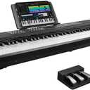 STRICH 88 Keys Weighted Keyboard with Sustain Pedal, Hammer-Action Digital Piano, 2x15W Built-In Speakers, Full-size Electric Piano Keyboard Supports USB-MIDI/Wireless Connect, SDP-120 (Classic Black)