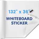 Whiteboard Sticker for Wall, 132" x 36" (11x3 FT) Peel and Stick Dry Erase White Board Roll, Stain-Proof Self-Adhesive Whiteboard Paper for Home, Office, Classroom