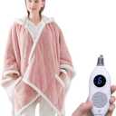 Westinghouse Wearable Heated Throw Blanket, Electric Heated Wrap Poncho Shawl with Pockets, 6 Heating Levels & 2 to 10 Hours Time Settings, 50 x 60 Inch, Pink