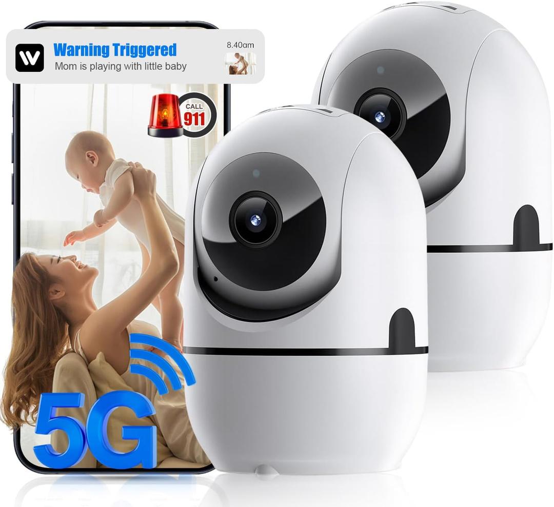 GBIUT Indoor Security Camera, 5G & 2.4GHz Dog/Puppy/Pet WiFi Security Camera with Phone App, 360 Pan/Tilt Home Cameras Indoor, Smart AI Auto Tracking & Night Vision, US Cloud Storage (2Pack)