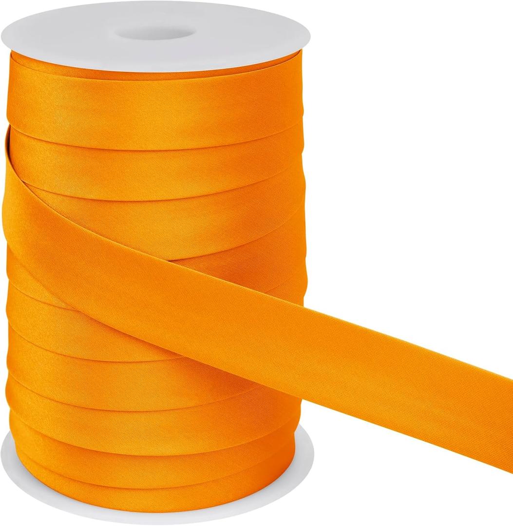 LEREATI Satin Bias Tape Double Fold 1 Inch x 55 Yards, Bias Tape for Sewing, Polyester Quilt Binding Tape, Piping Trim Fabric Tape for Hemming, Seaming, DIY Crafts (Golden)