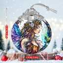 Stained Glass Suncatcher, Jocidea Fairy Ornament, Christmas Ornaments, Holidays Ornaments, Christmas Tree Decor, Fairy Decor for Home, Fairy Gifts