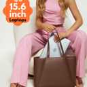 Work Tote Bags for Women 15.6 Inch - Laptop Tote Bag with Zip Compartments - Large PU Leather Office Purse Computer Briefcase