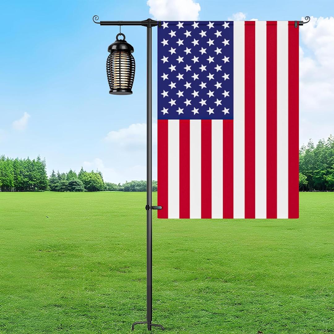 Upgraded 63 Inch Garden Flag Pole Holder,Heavy Duty 5/8 inch Stainless Steel Flagpole Stand,Weatherproof Ground Flag Stand for Outdoor Yard Lawn Patio House Decor,Suitable for 28x40 Flag