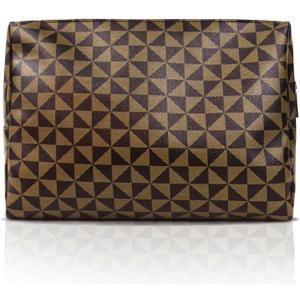 stylish leather makeup bag - travel makeup bag for women, gift with designer print tote - Great Gift for Girlfriend, Wife, or Mother