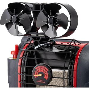 CRSURE Wood Stove Fan for Buddy Heater, Heat Powered Fireplace Fan with Meganect Thermometer, Dual Motors Fan for Mr Heater, Gas/Pellet/Wood/Propane Log Burner Stove, Non Electric