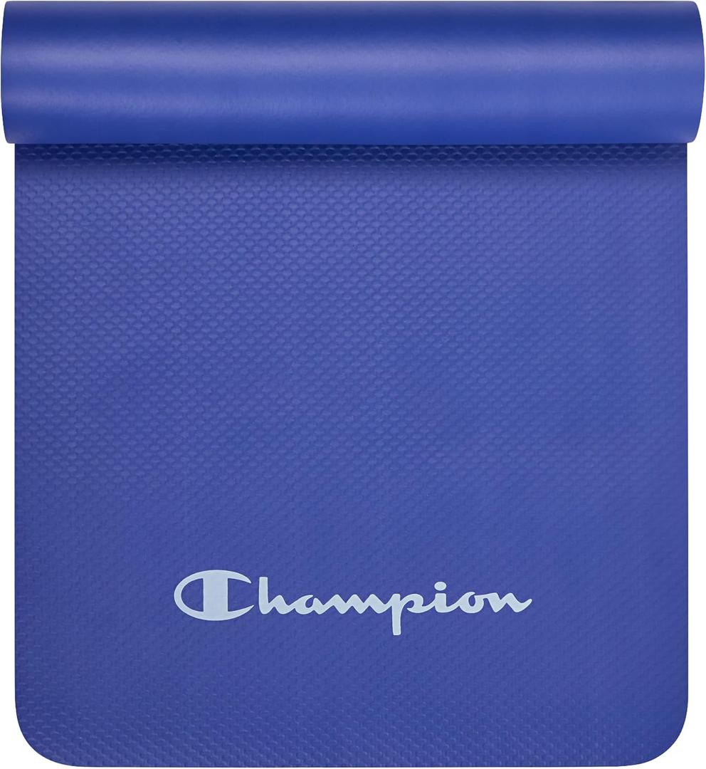 Champion 10mm Exercise Mat, Cushioned Non-Slip Workout Mat with Textured Base for Yoga, Pilates, Stretching & Floor-Based Training, Lightweight NBR Material, Includes Carry-On Strap