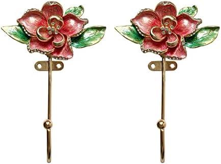 Tricune Vintage Flower Shaped Decorative Wall Hooks Rack Hangers for Hanging Clothes Coats Towels Keys Hats, 2 Pack Antique Metal Mounted Wall Hook