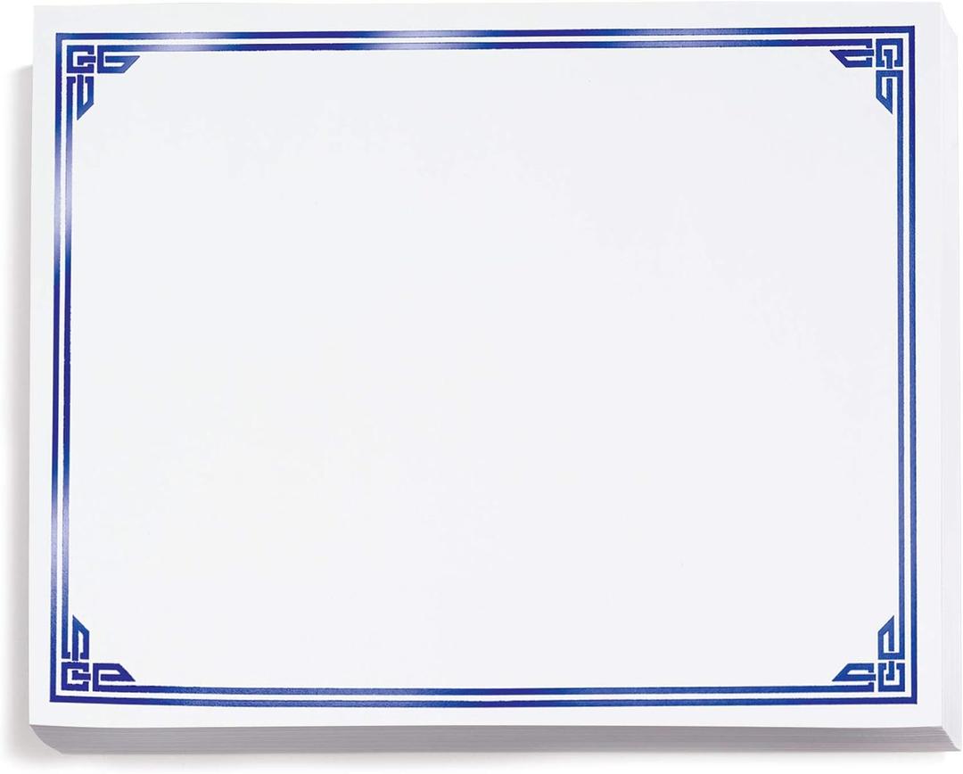 PaperDirect Majestic Specialty Certificates, 50 Sheets 28lb White Paper, 8" x 11", Emossed Blue Foil Accents Border, Perfect for Awards, Students, Employees, Volunteers, Course Completion, Diplomas