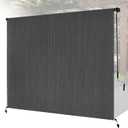 8'W x 8'H Gray Patio Shades Roll up Outdoor Roller Shade Crank Wand Blind Cordless, 90% UV Blocking & Privacy Protection for Porch|Gazebo|Pergola|Backyard (2 Splicing Tube, 1 Fabric), 96"W x 96"H