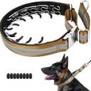 Mayerzon Martingale No Pull Collar for Large Medium Dogs, Patented Dog Walking Training Collar for Pulling, 1.5'' Wide Alloy Buckle, Neoprene Padded, Adjustable, Reflective, Easy to Use(L, Brown)