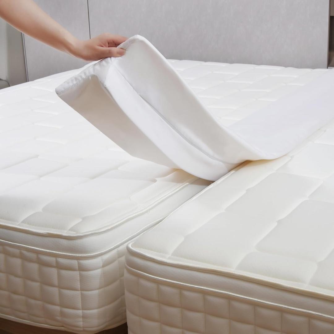 Vekkia 80" x 12" Twin XL/Twin to King Converter with Internal PE Support Sheet & High-Density Foam, Split King Gap Filler for Adjustable Bed, Guest Room, Vacation Rentals, Hotel, Washable Cover