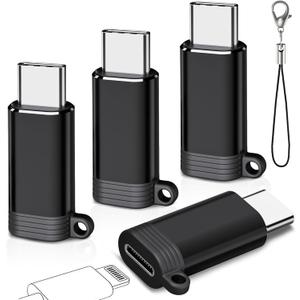 4 Pack Lightning to USB C Adapter, Apple Lightning Female to Type C Male Charging Converter, QC Charge Compatible with iPhone iPad Android -ONLY Charging & Data Transfer from Cellphone to Computer