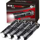 4 Pack Small Mini Flashlight LED Single Mode Light 1 Mode Flashlight Aluminum Zoomable Focus Water Resistant Handheld Flash Light for Camping, Outdoor, Home Use, Gift